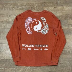 Darc Sport Wolves Forever Yin Yang Orange Long Sleeve Shirt Size Large